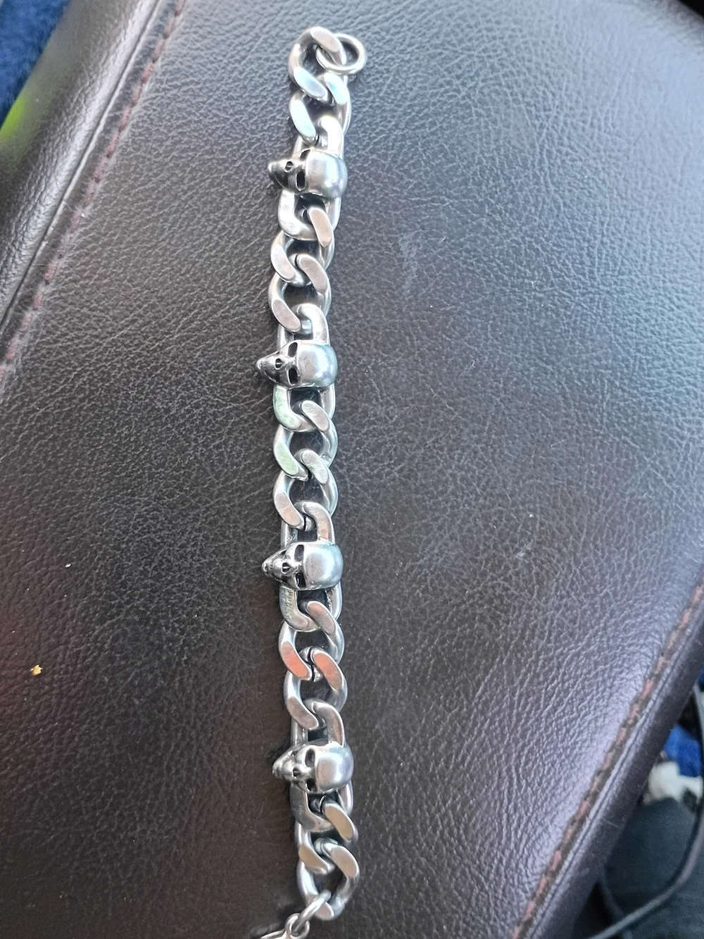 Men's Skull Chain Bracelet - Silver